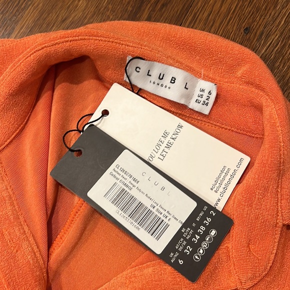 NWT Club L London Restless Heart | Orange Plunge Neck Ruched Detail Maxi Dress - Picture 5 of 8